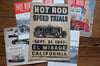  Hot Rod Speed Trials aged Linocut Print (120gr edition) FREE SHIPPING