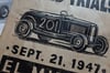  Hot Rod Speed Trials aged Linocut Print (120gr edition) FREE SHIPPING