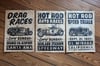  Hot Rod Races aged Linocut Print Trio (120gr edition) FREE SHIPPING