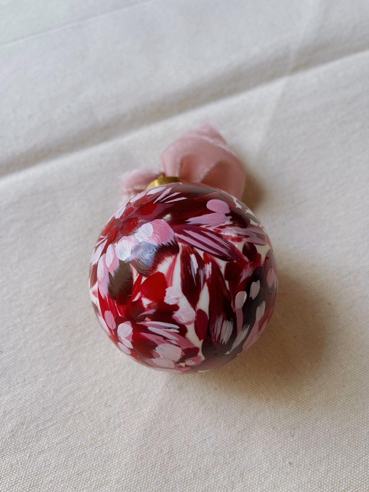 Image of Hand Painted Ornament - Red Berry Blossom