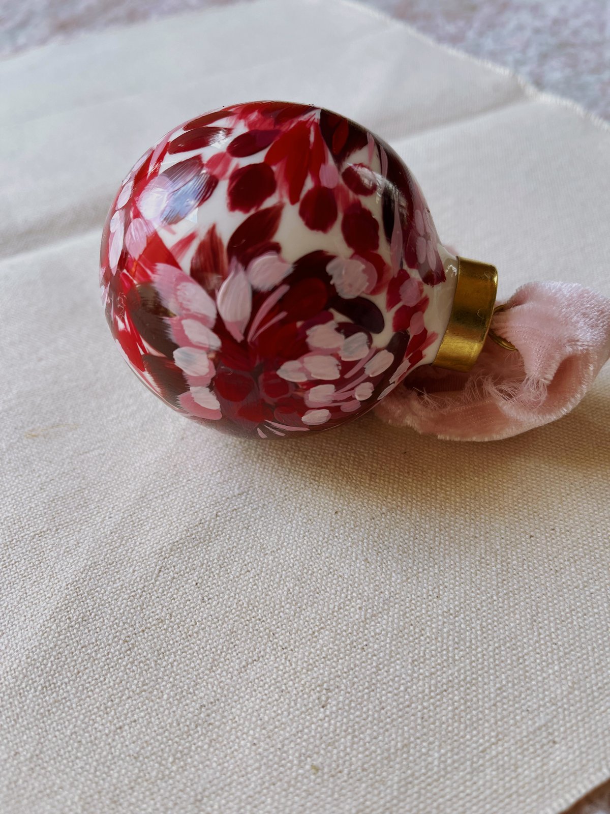 Image of Hand Painted Ornament - Red Berry Blossom