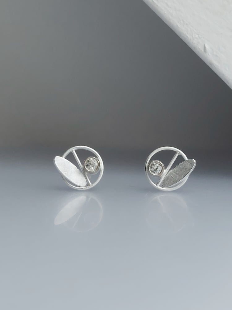 Image of Forest Floor Frame Earstuds with white sapphires 