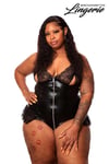 Faux Leather Crotchless Zippered Teddy