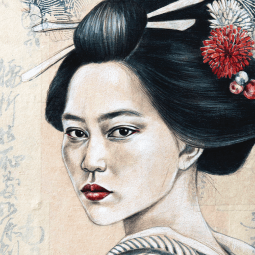 Image of Paper Art Print - "Sayuri au kimono"