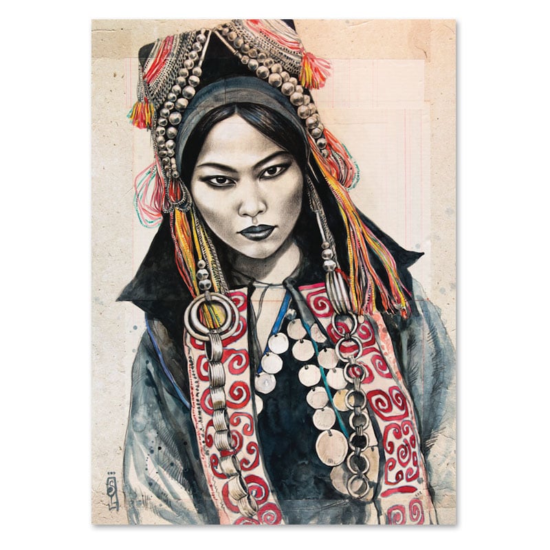 Image of Paper Art Print - "La fille de Phongsaly"