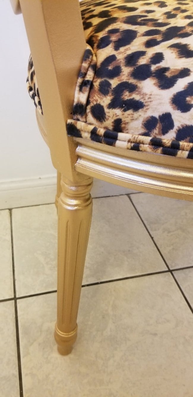 French Louis Leopard Print Gold Chair