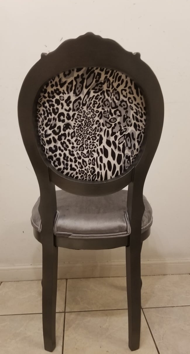 Vintage Leopard Print Grey Bow Chair