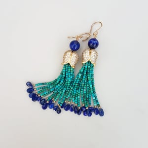 Lapis &  Turquoise Tassel Earrings