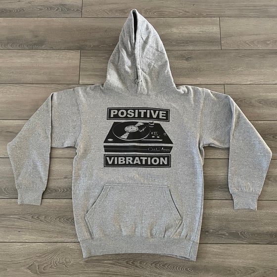 Image of Positive Vibration Record Player Heather Grey Hoodie