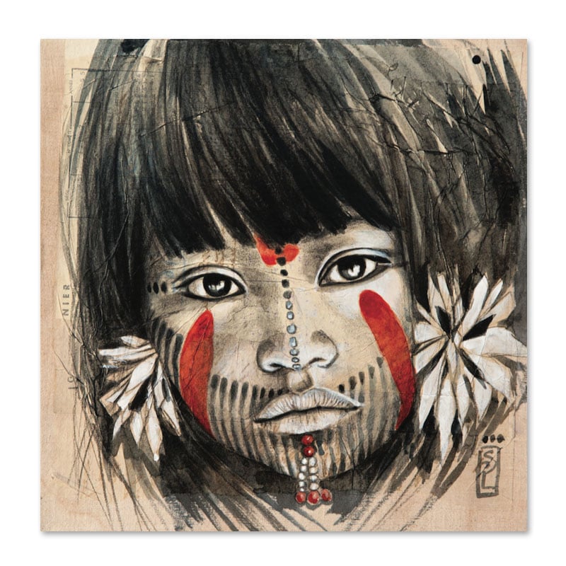 Image of Paper Art Print - "Enfant Kayapo"