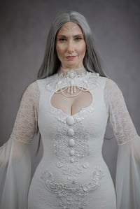 Image 3 of Ecru elven mermaid dress, celtic, medieval, baroque gown wedding