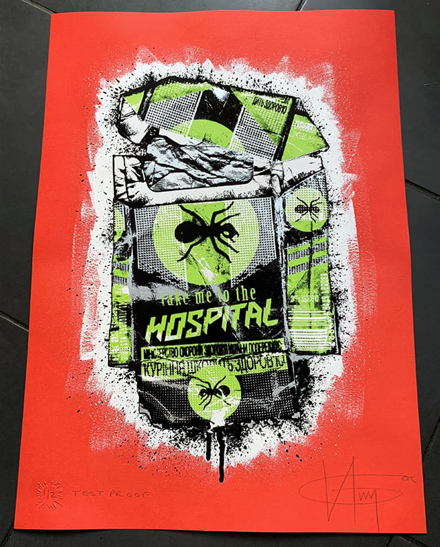 Image of TAKE ME TO THE HOSPITAL - TEST PROOF - LIME on RED - 2/2
