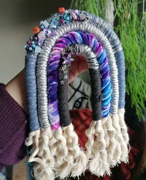 Beaded embroidery macrame rainbow 1 