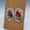 Cardinal Handpainted Porcelain Earings