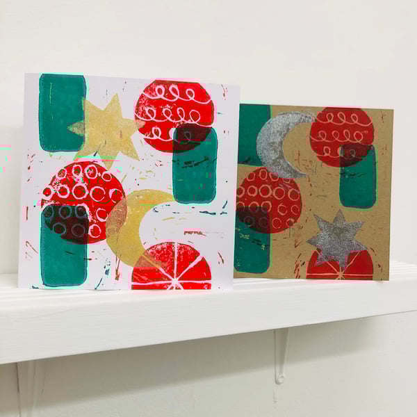 Image of 🌙Lino Printed Xmas Cards🌟