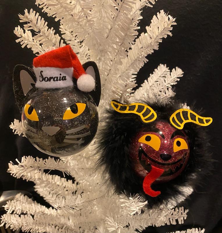 Image of Voodoo Elvis and Krampus Ornaments 2022 - 2 for $20