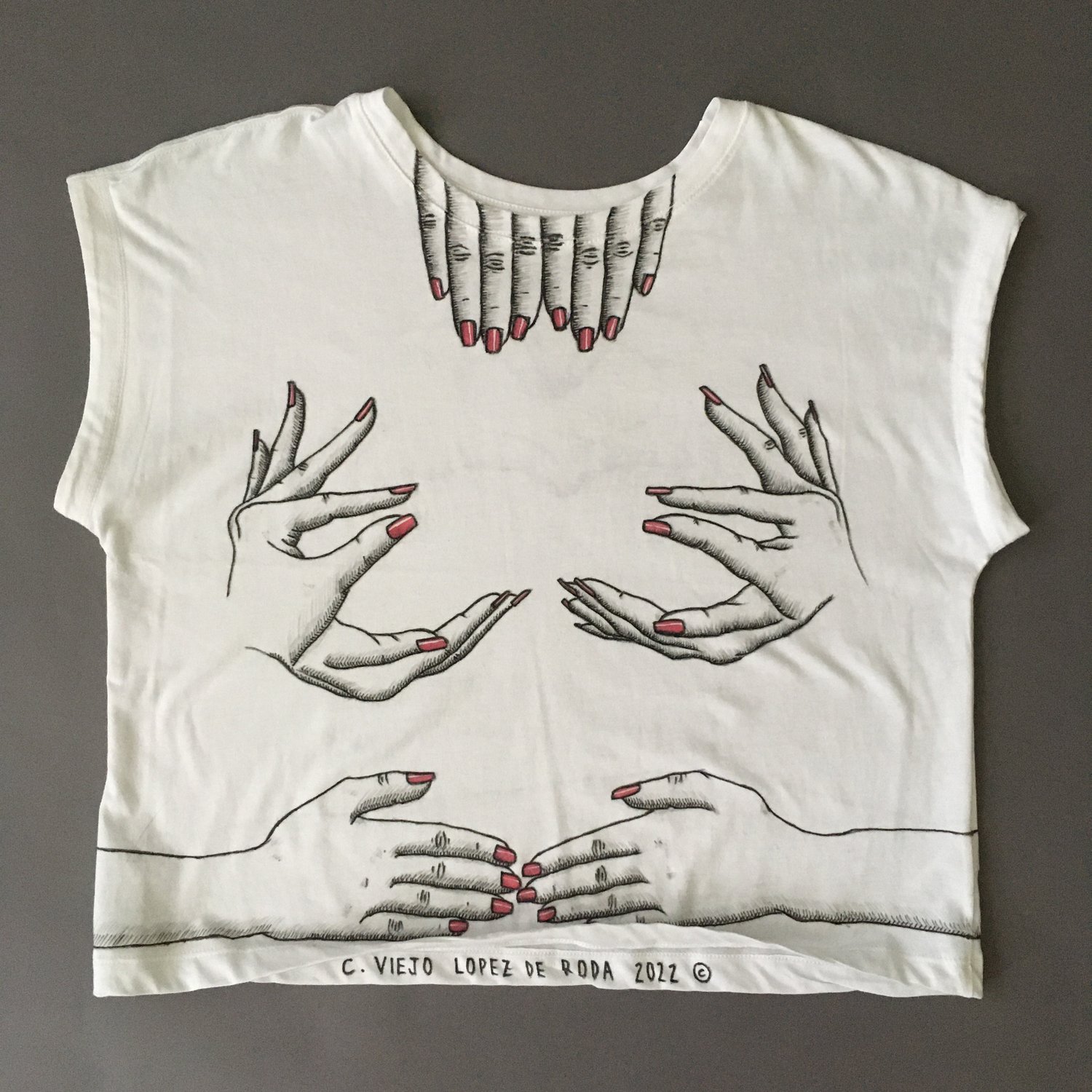 Image of Las Manos - Red Nails Boxy Shirt