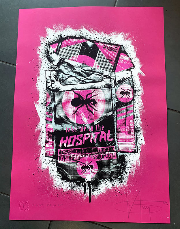 Image of TAKE ME TO THE HOSPITAL - 1/1 TEST PROOF - PINK on PINK