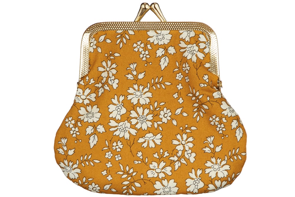 Image of Small coin purse * Tiny flowers * Mustard