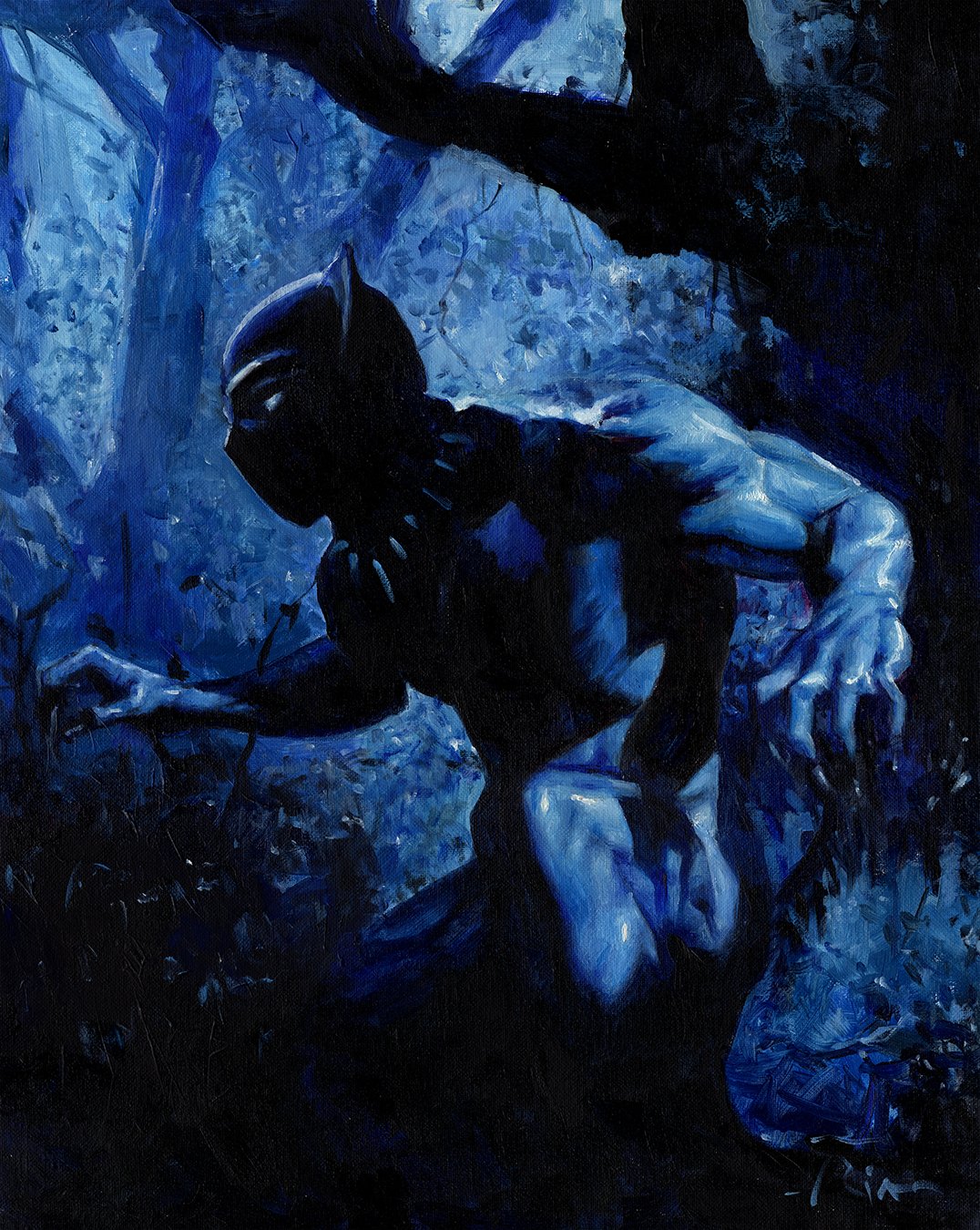 Image of Black Panther in Oils giclee prints