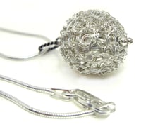 Image 2 of Crocheted Sterling Silver Pendant with Snake Chain