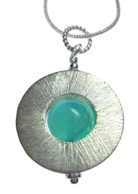 Image 1 of Andean Opal Flat Ring Pendant with Snake Chain