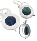 Image of Large Flat Ring Rotating Double Sided Pendant – Sodalite with Chrysocolla