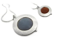 Large Flat Ring Rotating Double Sided Pendant – Red Jasper with Blue Celestite