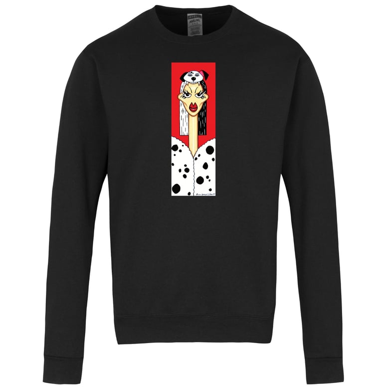 Image of Cruella Deville painting crewneck sweatshirt 