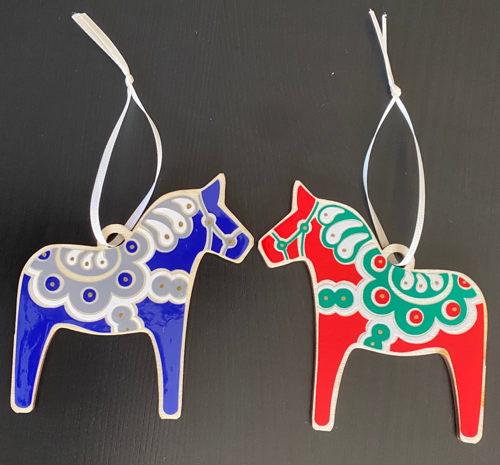 Image of Dala Horse Wood Cut Out - Ornament