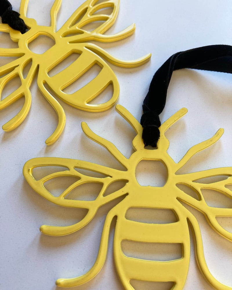 Image of Manchester Bee Metal Decoration in Yellow  - Limited Edition 