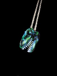 Image 1 of Mini green x T-Rex skull pendant 