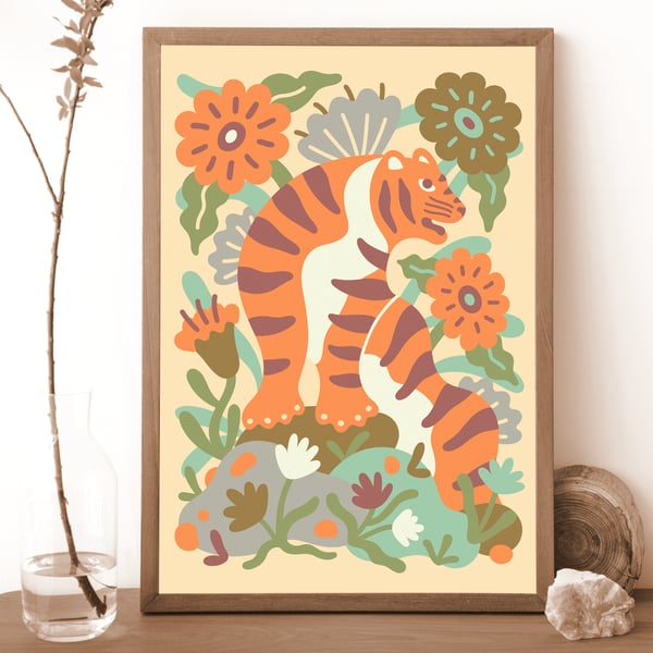Image of Sitting Tiger - Fine Art Print 