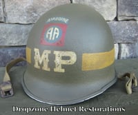 Image 5 of WWII M1 Helmet 82nd Airborne MP (Military Police) McCord Front Seam Fixed Bale