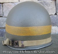 Image 2 of WWII M1 Helmet 82nd Airborne MP (Military Police) McCord Front Seam Fixed Bale