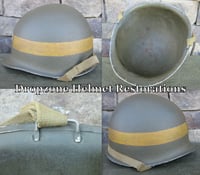 Image 3 of WWII M1 Helmet 82nd Airborne MP (Military Police) McCord Front Seam Fixed Bale