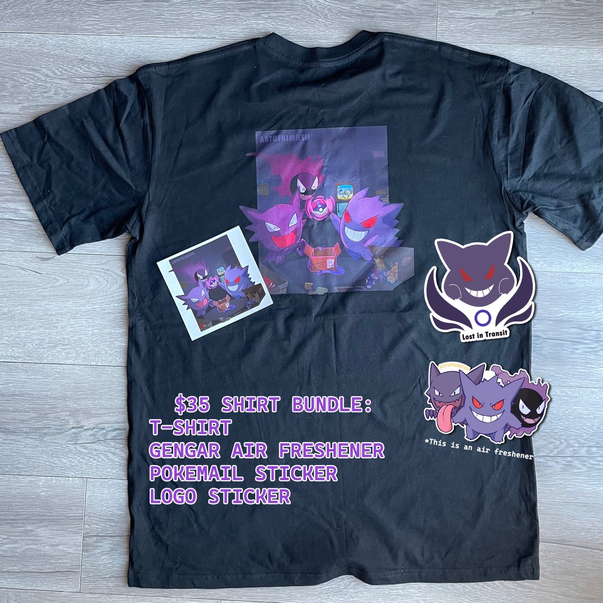 Pokemail Gengar Shirt + Sticker Bundle (OOPS VER) ArtofKimHsu