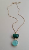 A Colorful Classic – Emerald Quartz + Aqua Chalcedony Necklace