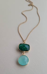 Image 4 of A Colorful Classic – Emerald Quartz + Aqua Chalcedony Necklace