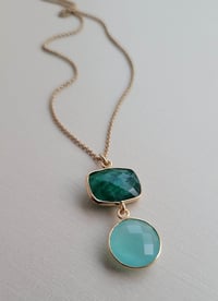 Image 1 of A Colorful Classic – Emerald Quartz + Aqua Chalcedony Necklace