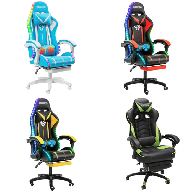 High Quality Gaming Chair RGB Light Office Chair Gamer Computer Chair Ergonomic Swivel Chair 2 Point