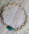 Chunky Gold Chain + Emerald Green Quartz Necklace