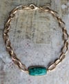 Chunky Gold Chain + Emerald Green Quartz Necklace