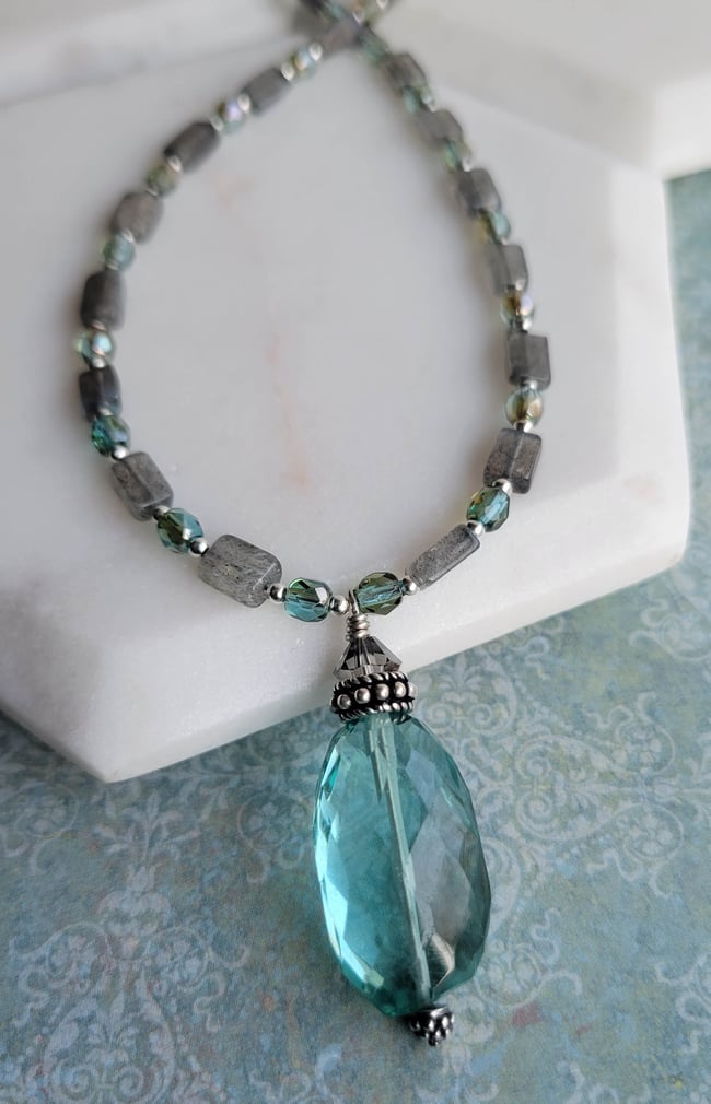 Labradorite + Aqua Quartz Necklace  