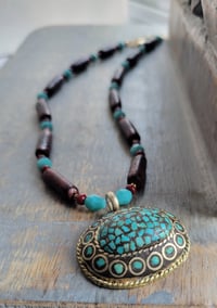 Image 3 of Earthy Delight:  Natural Seeds + Faceted Turquoise Crystal Necklace