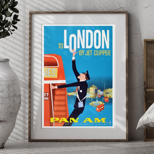 Pan Am - London | Aaron Fine | 1963 | Wall Art Print | Vintage Travel Poster