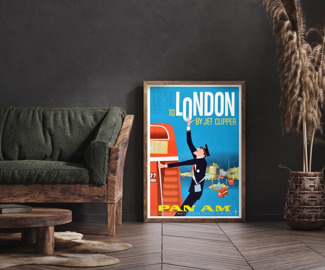 Pan Am - London | Aaron Fine | 1963 | Wall Art Print | Vintage Travel Poster