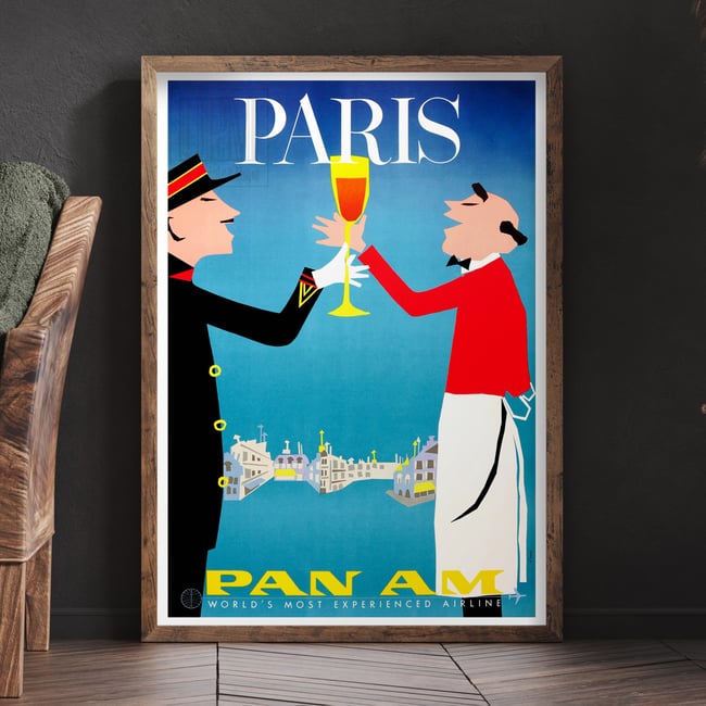 Pan Am - Paris | Aaron Fine | 1963 | Wall Art Print | Vintage Travel Poster