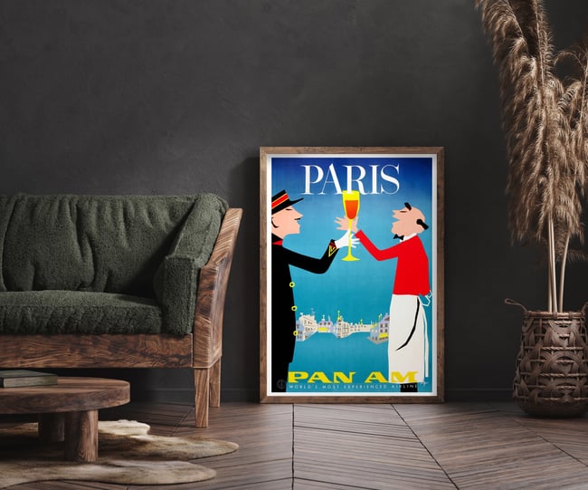 Pan Am - Paris | Aaron Fine | 1963 | Wall Art Print | Vintage Travel Poster 