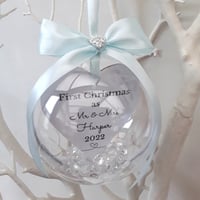 Image 3 of 8cm Beautiful First Christmas as Mr & Mrs Bauble,Mr & Mrs Ornament,First Christmas Bauble
